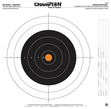 Champion Re-Stick Target 100yd Small Bore Rifle 25 Pack