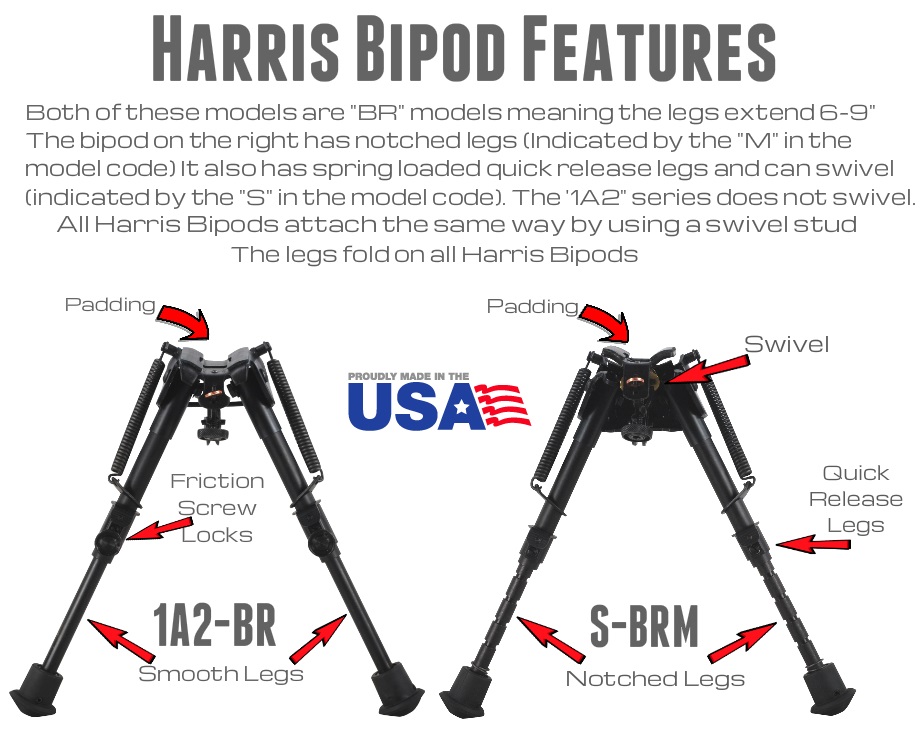Harris Ultralight Bipod Series 1a2 Model 25c for sale online 
